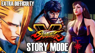 Street Fighter 5 | Full Story Mode - Extra Difficulty (No Commentary) | PS4