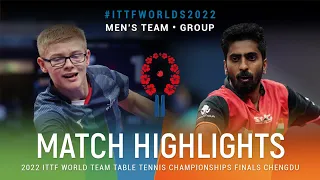 Highlights | Felix Lebrun (FRA) vs Sathiyan Gnanasekaran (IND) | MT Grps | #ITTFWorlds2022