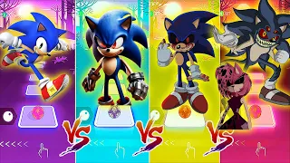 Super Sonic vs Sonic Exe vs Dark Sonic Exe vs Demon Sonic Exe & Amy Exe Tiles Hop