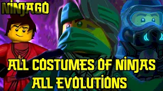 Ninjago - All Costumes of Ninjas - All Evolutions - All Seasons (Season 1-15)