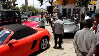 13 Supercars Takeover A Petrol Station - India (Hyderabad)