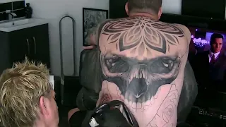 SKULL TATTOO TIMELAPSE (2 DAY BACK PIECE)