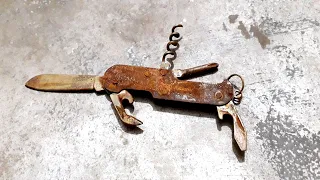 Vintage Rusted Knife Restoration || Swiss Army Knife