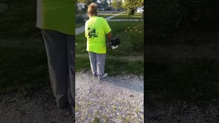 mom goes crazy with  Weedeater