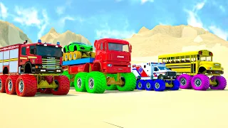 Fire Truck Frank Helps Taxi | Big fire truck, big truck, big bus, big ambulance | Wheel City Heroes