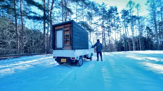 [Winter car camping] -8 ℃ snowy mountain. Alone in the forest of silence. DIY light truck camper