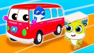 Baby! Get On The Little Bus for Kids | Funny Baby Shark Kids Songs & Nursery Rhymes