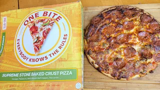 One Bite Frozen Pizza Unbiased Frozen Pizza Review . Barstool Sports Pizza #onebite