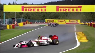 F1 2012 Belgium Kartikheyan Crashes