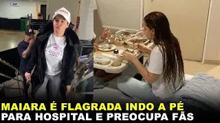 Maiara, da dupla com Maraísa, preocupa fãs ao ser flagrada indo a pé para hospital