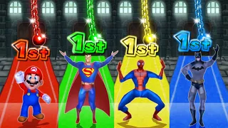 Mario Party 9 MiniGames - Mario Vs Batman Vs Super Man Vs Spider Man (Master Cpu)