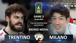 Bronze Medal Matches of Italian Volleyball SuperLega 2023/2024 | Trentino vs Milano