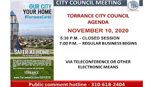Torrance City Council Meeting - November 10, 2020