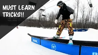 4 MUST LEARN BEGINNER SKI TRICKS!!!