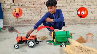 alghazi mini tractor with thrasher machine | diy tractor & thrasher science project | Nadeem Vlog
