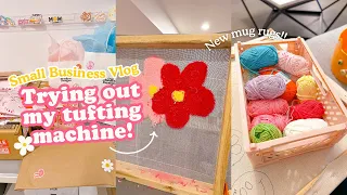 I got a tufting machine?? Making custom mug rugs 🎁 | Studio Vlog 33 | Small business vlog