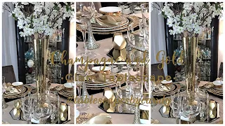 The Champagne and Gold Tablescape | 2023 Glam Home Décor Ideas | Tablescapes By Candy