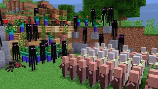 Minecraft Battle: VILLAGERS ATTACKED MONSTER HOUSE  - NOOB vs PRO vs HACKER / Animation