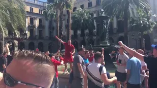 Liverpool fans push locals into fountain in Barcelona before UCL semi-final