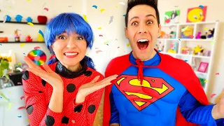 SUPERMAN VS LADYBUG MIRACOLOUS! Festa di CARNEVALE in casa!!