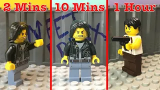 Lego Stop Motion 2 min vs 10 min vs 1 hour Fight Scene!! (CHALLENGE)