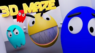 The new Pacman 3D maze vs ghosts #pacman #animation #mario