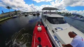 Towing A 57' Tolly craft from the Haul out Well to a Nearby Slip #boatus #towboats #towing #yacht