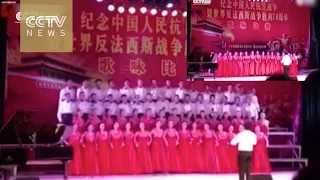 Footage: 3 rows of college students suddenly disappear as stage collapses during chorus