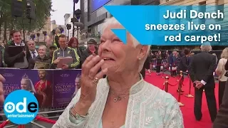Bless you your Majesty! Judi Dench sneezes during live red carpet interview