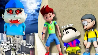 GTA5: Evil Kazama Play sky plane Ramp Challenge With Franklin,Kicko,Shinchan In Gta5