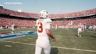 Texas football running out of the tunnel at the Cotton Bowl for Oklahoma game