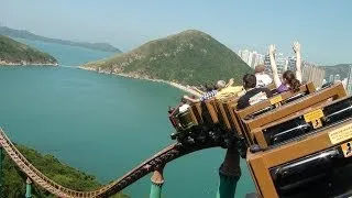 Wild West Mine Train Roller Coaster Back Seat POV Ocean Park Hong Kong China