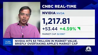 Nvidia hits a $3 trillion market capitalization for the first time as shares pop