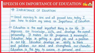 Speech on  Importance of Education || Lines on Importance of Education