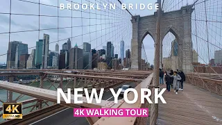 New York Walk [4K]🇺🇸🗽NYC Walking Tour Walking Across the Iconic Brooklyn Bridge Manhattan  Brooklyn