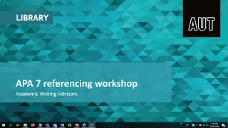 APA 7 referencing (workshop video)