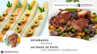 Espárragos rellenos 🍴​ Salteado de pulpo con verduras 👨🏻‍🍳 ​Cocina Abierta de Karlos Arguiñano