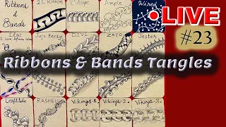 How to draw tangles - Ribbons & Bands Tangles  - Draw with CZT - Tangle Marathon - Day #23