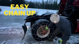 How to put chains on semi truck tires/super single tires
