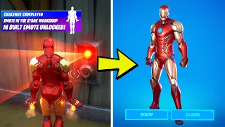 Emote as Tony Stark in the Stark Workshop - Tony Stark Awakening Challenges Fortnite