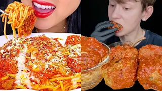 MUKBANGERS consuming SPAGHETTI MEATBALLS