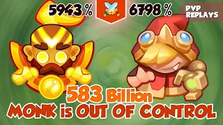 Monk is OUT OF CONTROL = 583 Billion vs Riding Hood | PVP Rush Royale