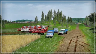 Farming Simulator 17 (CoursePlay) Уборка поля несколькими Комбайнами..