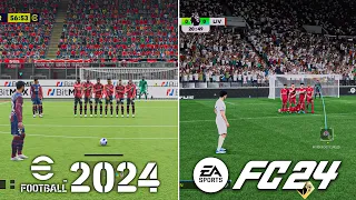 eFootball 2024 vs EA SPORTS FC 24 | Free Kicks Comparison (PS5 Gameplay)