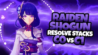 How much RESOLVE STACKS can C1 Raiden Shogun gain? C0 vs C1 Test