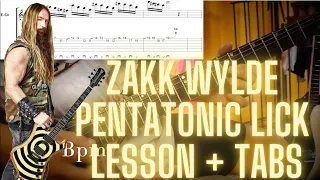 Zakk Wylde Style - Guitar Lick  Lesson + Tabs (Alternate Picking)