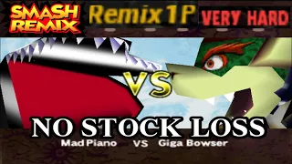 Smash Remix - Classic Mode Remix 1P Gameplay with Mad Piano (VERY HARD) No stock loss