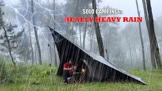 SOLO CAMPING HEAVY RAIN - RELAXING CAMPING WITH RAIN SOUNDS - ASMR