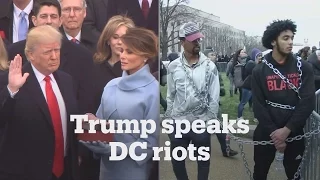 Protesters in the street for Trump's inauguration