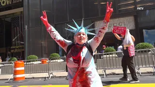 'Lady Liberty' Vandalizes BLM Mural outside Trump Tower